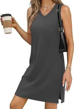 Damen legeres ärmelloses Kleid Drune