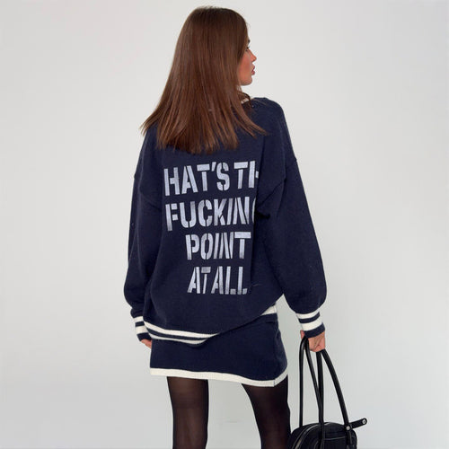 Damen Oversized Sweatshirt mit auffälligem Schriftzug Drune