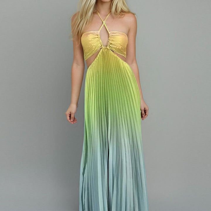 Damen Maxikleid mit Cut-Out-Details und Plisseefalten Drune