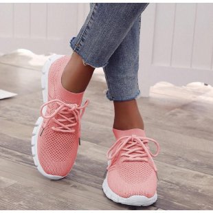 Damen nan leichte Strick-Sneaker mit sockenhaftem Schaft, atmungsaktivem Mesh-Obermaterial und flexibler Gummiprofilsohle Drune