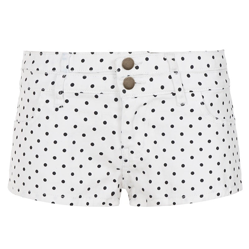 Damen Modische Shorts mit zeitgemäßem Punktedesign und hohem Bund Drune