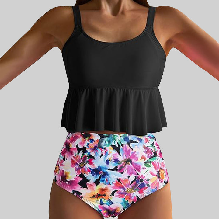 Damen Bade-Set mit verspieltem Rüschendesign und hohem Bund Drune