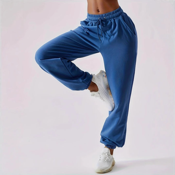 Damen lässige Sporthose mit hohem Bund und elastischen Bündchen Drune