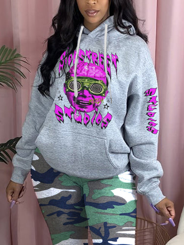 Damen sportlicher Kapuzenpullover mit künstlerischem Grafikdesign Drune