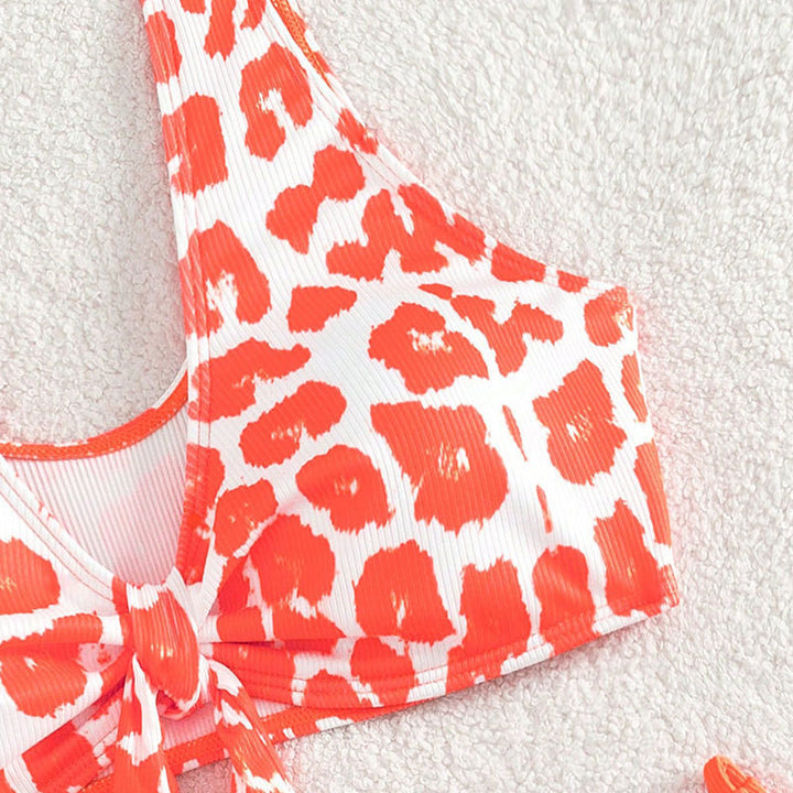 Damen Triangel-Bikini Set mit verspieltem Leopardenmuster und praktischen Bindebändern Drune