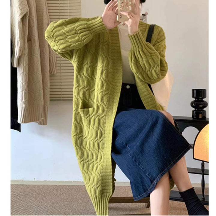 Damen Grobstrick-Cardigan mit Taschen und V-Ausschnitt Drune