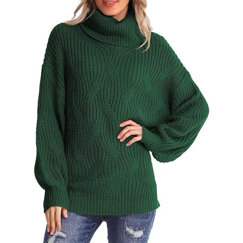 Damen Strickpullover mit hohem Kragen und strukturierter Maschenoptik Drune