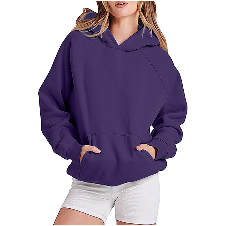 Damen lässiger Kapuzenpullover mit hohem Kragen und praktischen Taschen Drune
