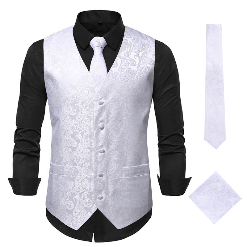 Herren elegante Anzugweste mit eleganten Paisley-Muster und passendem Zubehör Drune