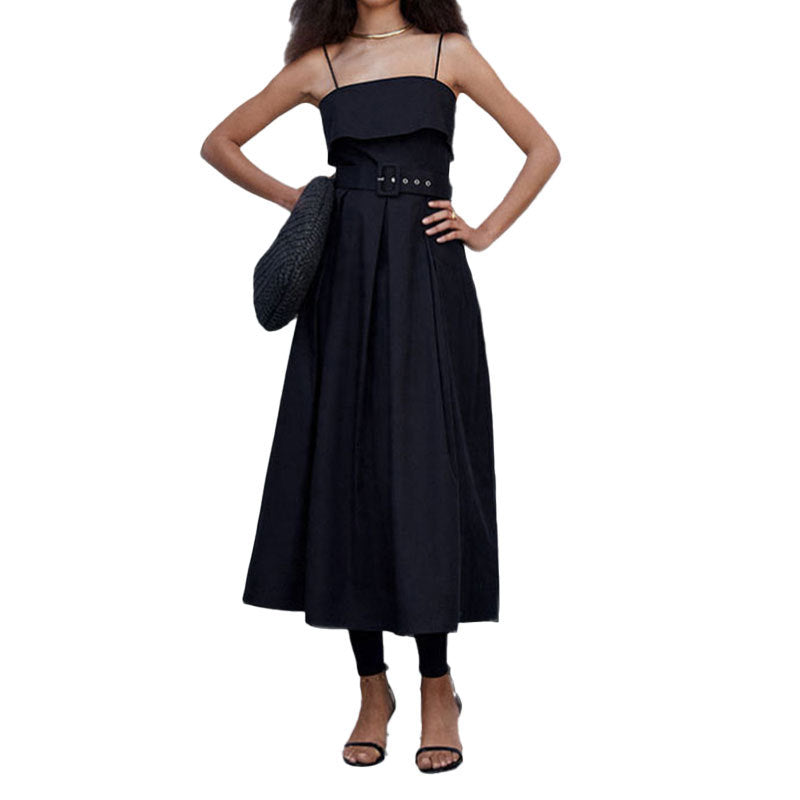 Damen Maxikleid mit schulterfreiem Design und elegantem Bindegürtel Drune