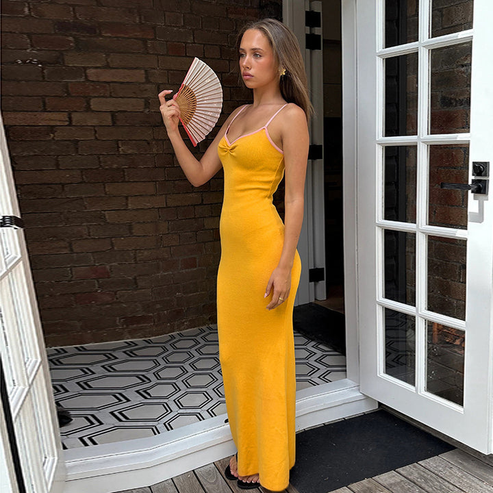 Damen Maxikleid mit schmalen Spaghettiträgern und elegantem Schnitt Drune