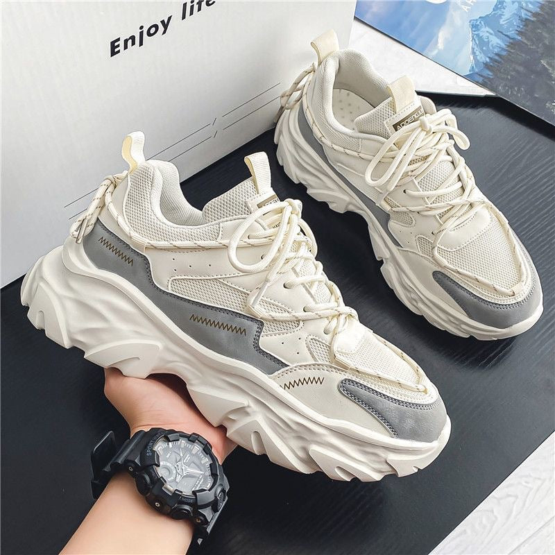 Damen modische Chunky Sneakers mit atmungsaktiver Oberflächenstruktur und verstärktem Fersenbereich Drune