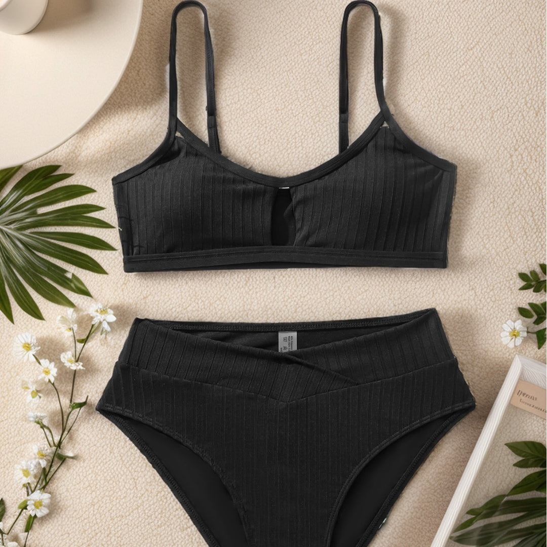 Damen Hochgeschnittener Bikini mit sportlichem Schnitt und Schlüssel-Ausschnitt Drune