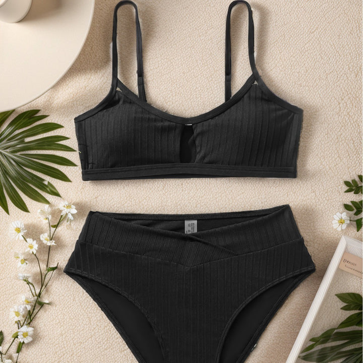 Damen Hochgeschnittener Bikini mit sportlichem Schnitt und Schlüssel-Ausschnitt Drune
