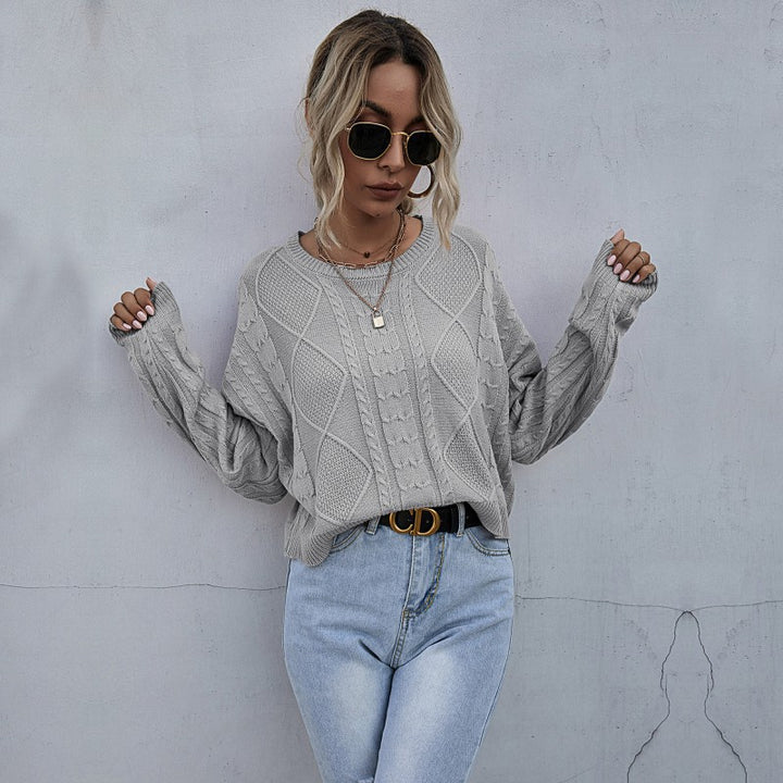 Damen kuscheliger Pullover mit strukturiertem Zopfmuster Drune
