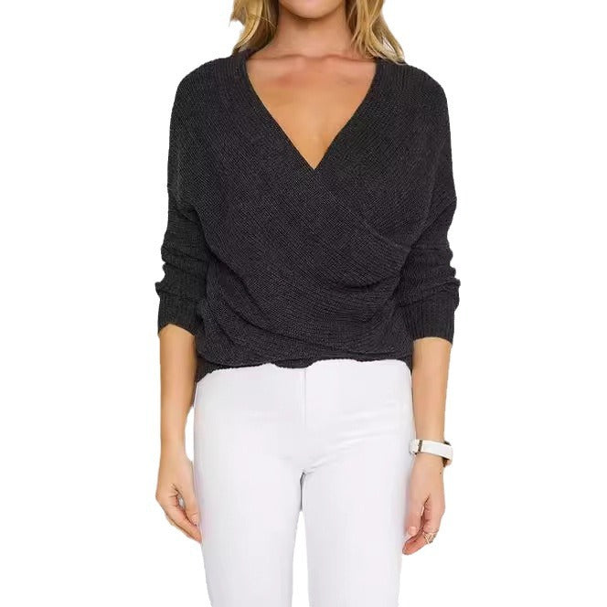 Damen Wickelpullover mit offenem Schulterdesign und lässiger Silhouette Drune