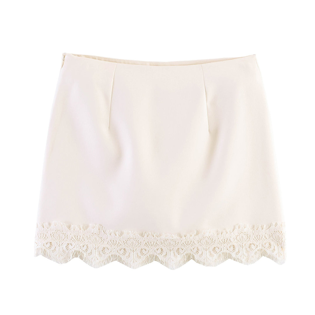 Damen Feiner Rock mit eleganter Spitzenverzierung Drune