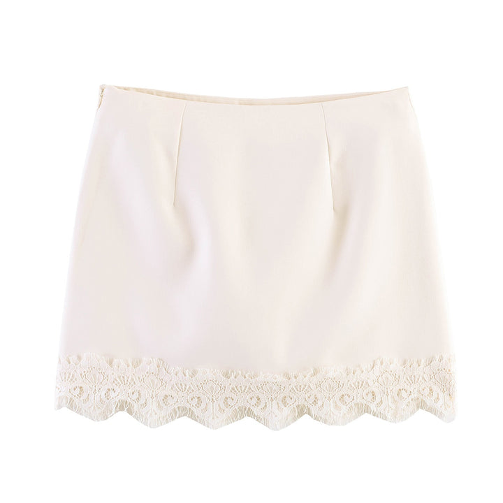 Damen Feiner Rock mit eleganter Spitzenverzierung Drune