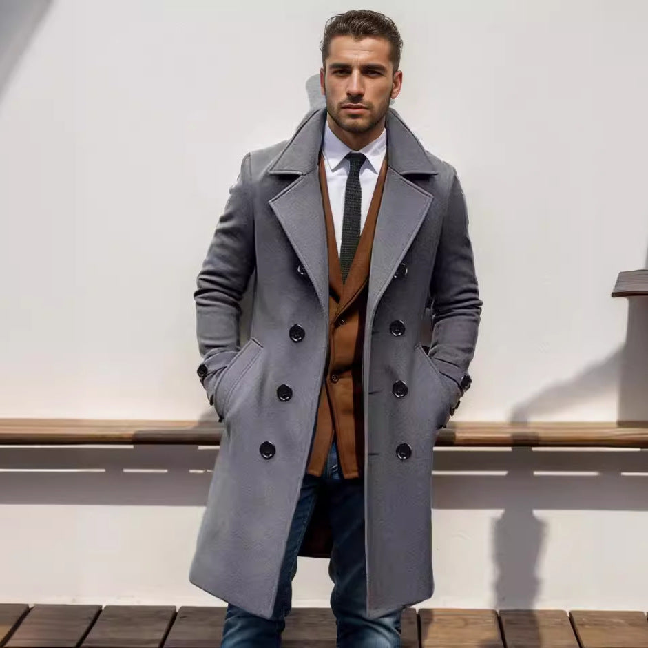 Herren doppelreihriger Wollmantel Drune