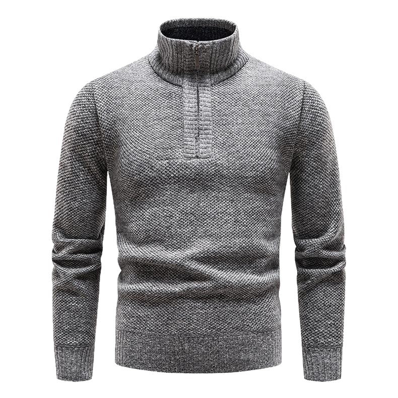 Herren Pullover mit halbem Reißverschluss und strukturiertem Design Drune