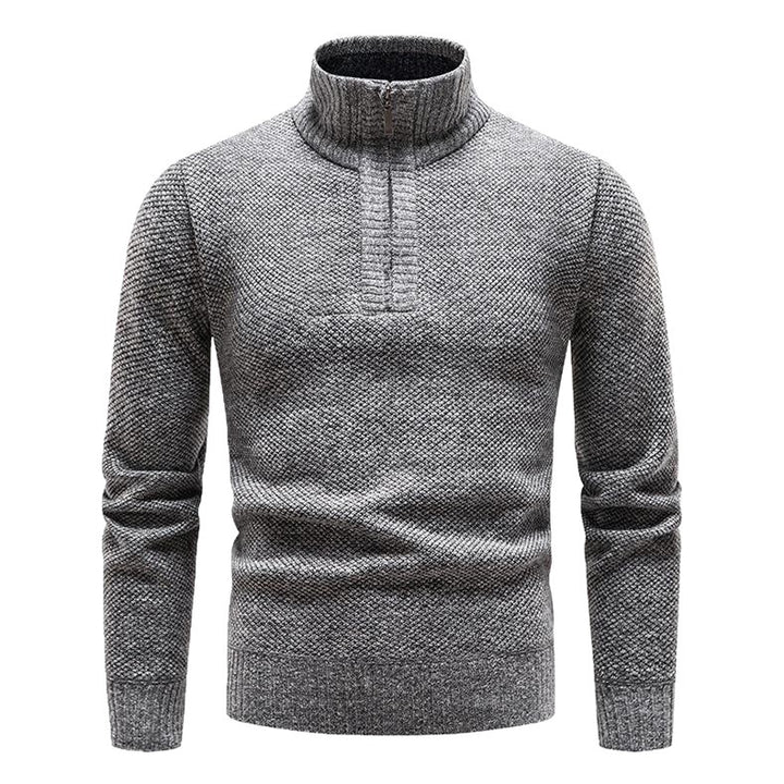 Herren Pullover mit halbem Reißverschluss und strukturiertem Design Drune