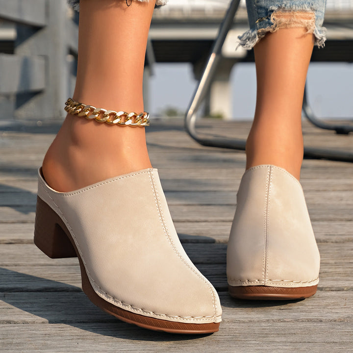 Damen Elegante Clogs aus hochwertigem Wildleder mit komfortablem Blockabsatz Drune