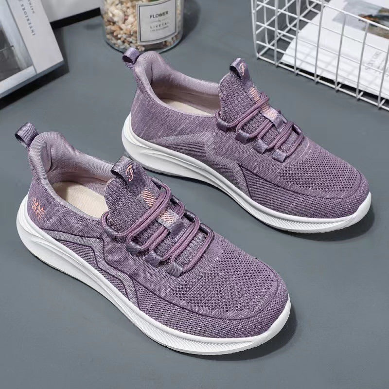 Damen nan gestrickte Slip-On-Sneaker mit elastischer Schnürung, gepolsterter Innenfütterung und dämpfender Profilsohle Drune
