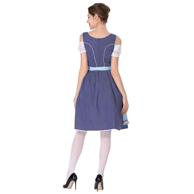 Damen nan traditionelles Dirndl mit Schnürcorsage, knielangem Tellerrock und Schürze Drune