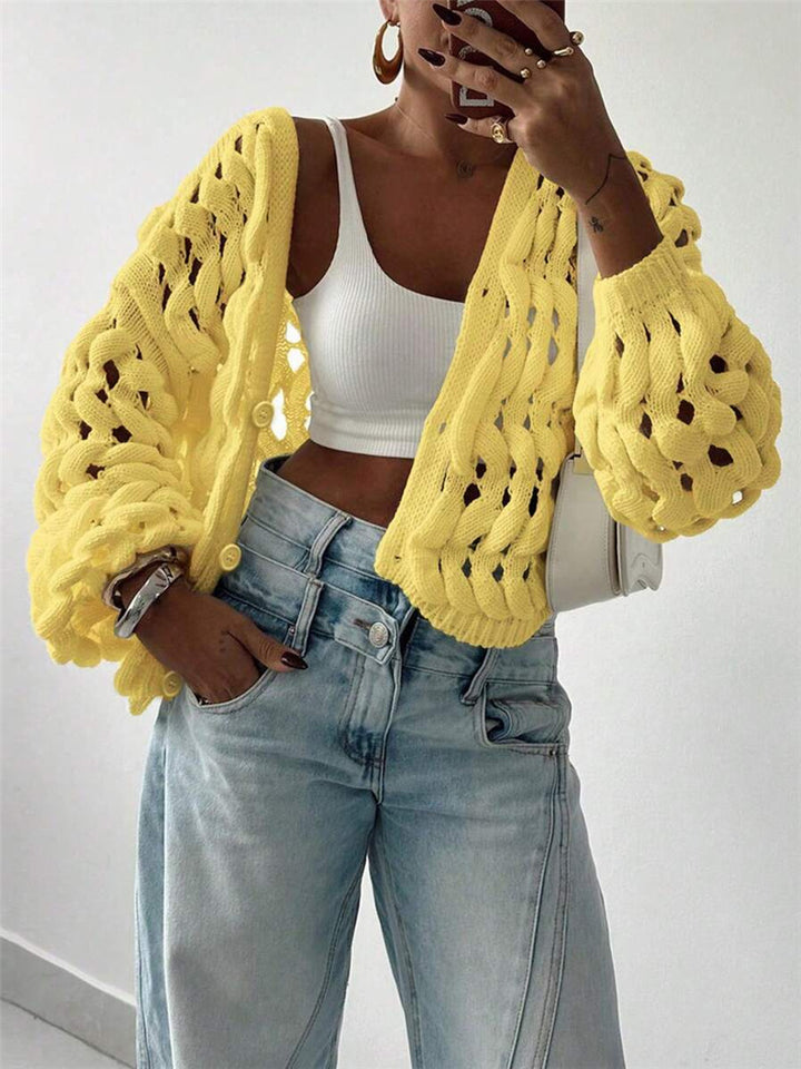 Damen Strickpullover mit einzigartigem Lochmuster und lässigem Schnitt Drune