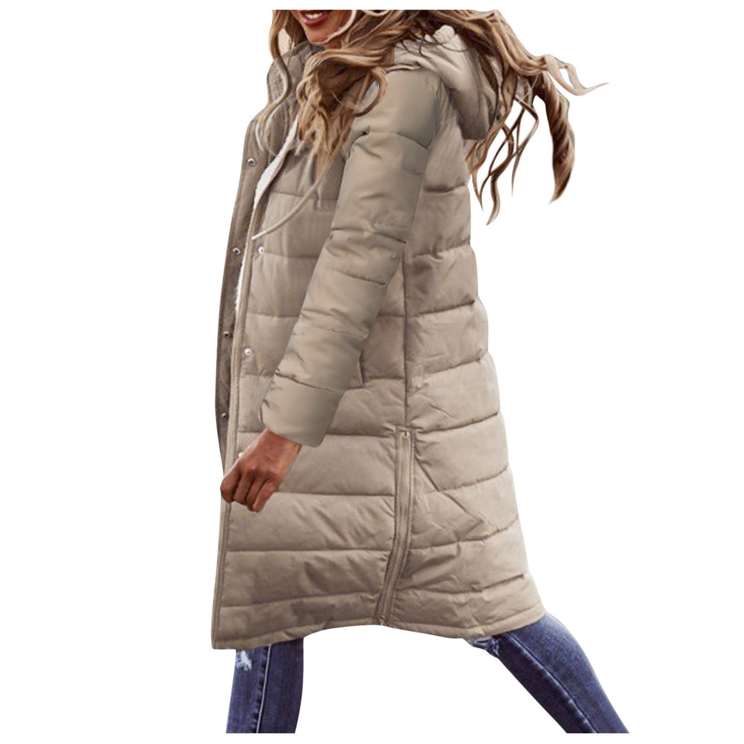 Damen Lange Steppjacke mit hohem Kragen und praktischen Taschen Drune