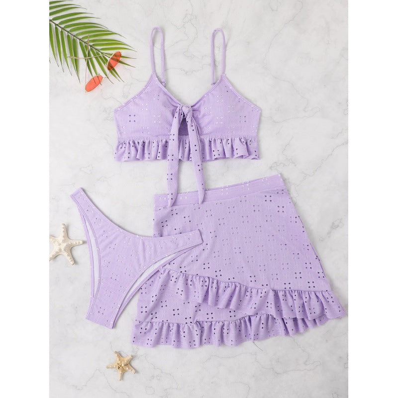Damen Bikini-Set mit Oberteil und rüschigem Rock Drune