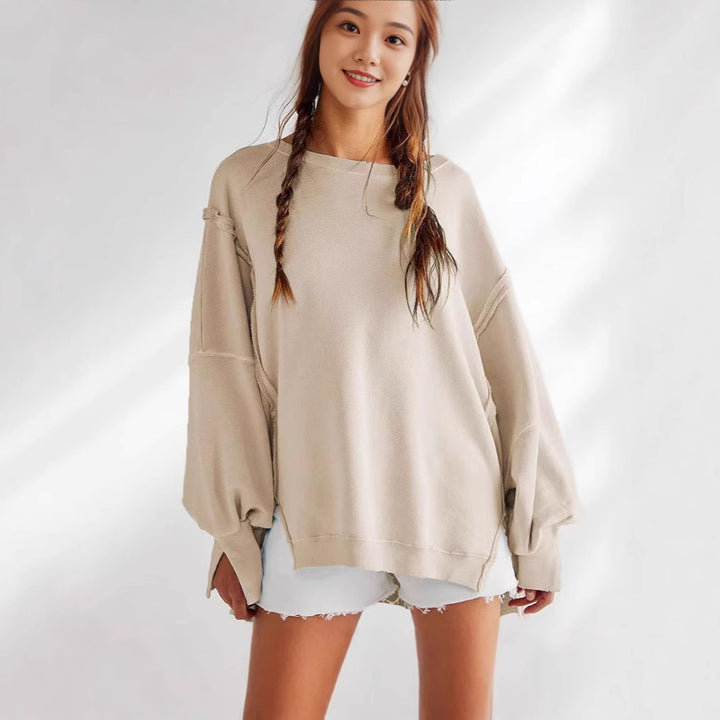 Damen Oversized Sweatshirt mit lässigen Puffärmeln Drune