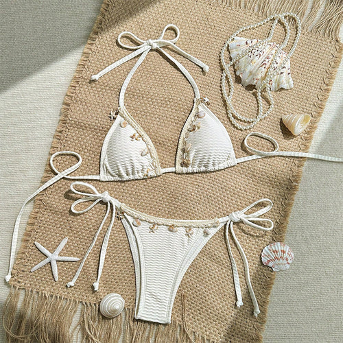 Damen Triangel-Bikini-Set mit aufwendigen Applikationen Drune