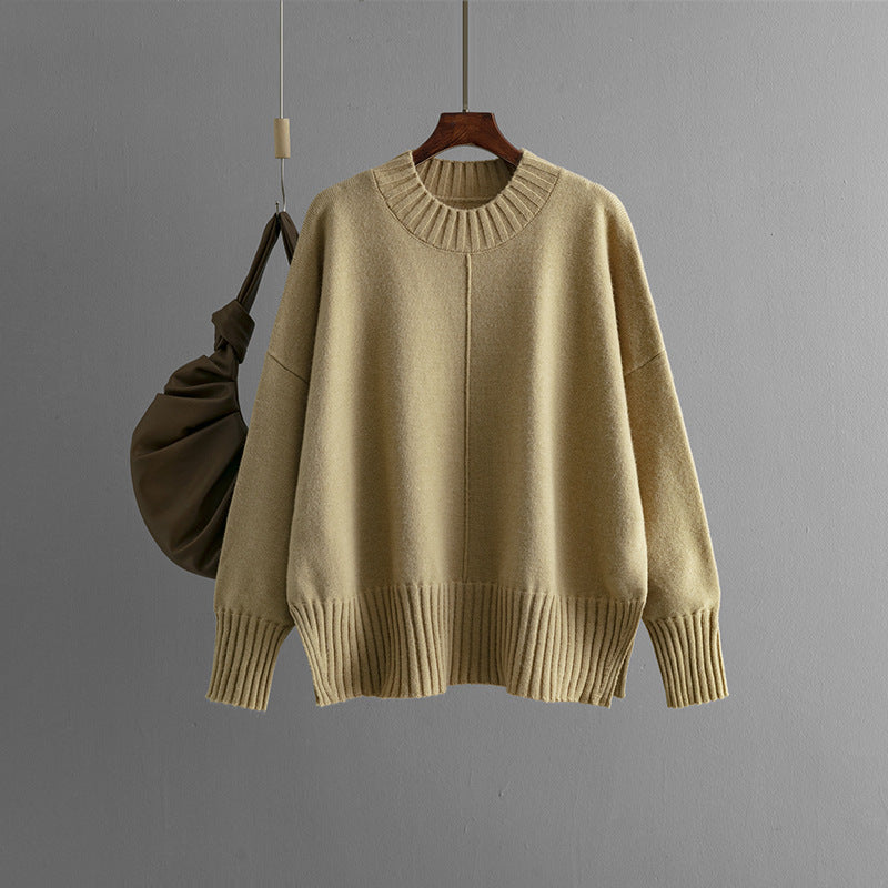 Damen Oversized Strickpullover mit Rippenbund Drune