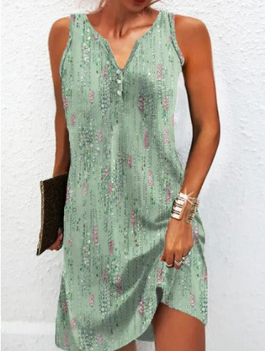 Damen, Lässiges Sommerkleid mit V-Ausschnitt und Asymmetrischem Saum Drune