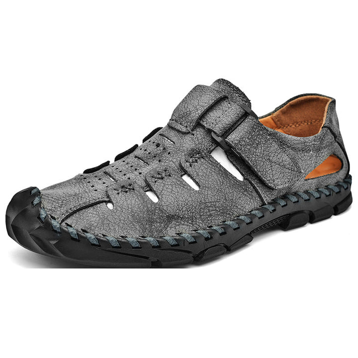 Herren Bequeme Leder-Sandalen mit verstellbarem Klettverschluss Drune