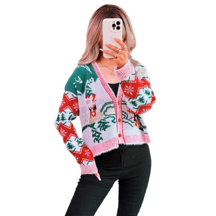 Damen Strickjacke im festlichen Design mit Weihnachtsmotiven Drune