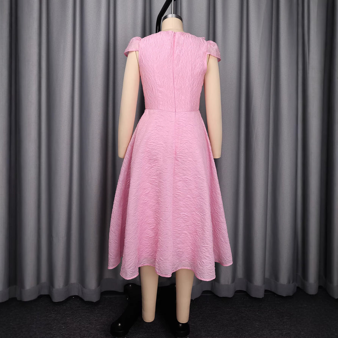Damen Elegantes A-Linien Kleid mit floralem Design und voluminösem Oberteil Drune