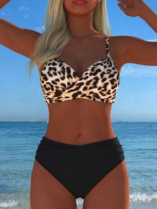 Damen Bikini-Set mit gepolstertem Oberteil und hohem Taillenschnitt Drune