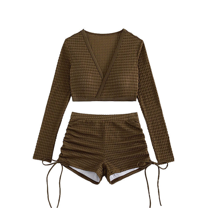 Damen Sportliches Bikini-Set mit langen Ärmeln Drune