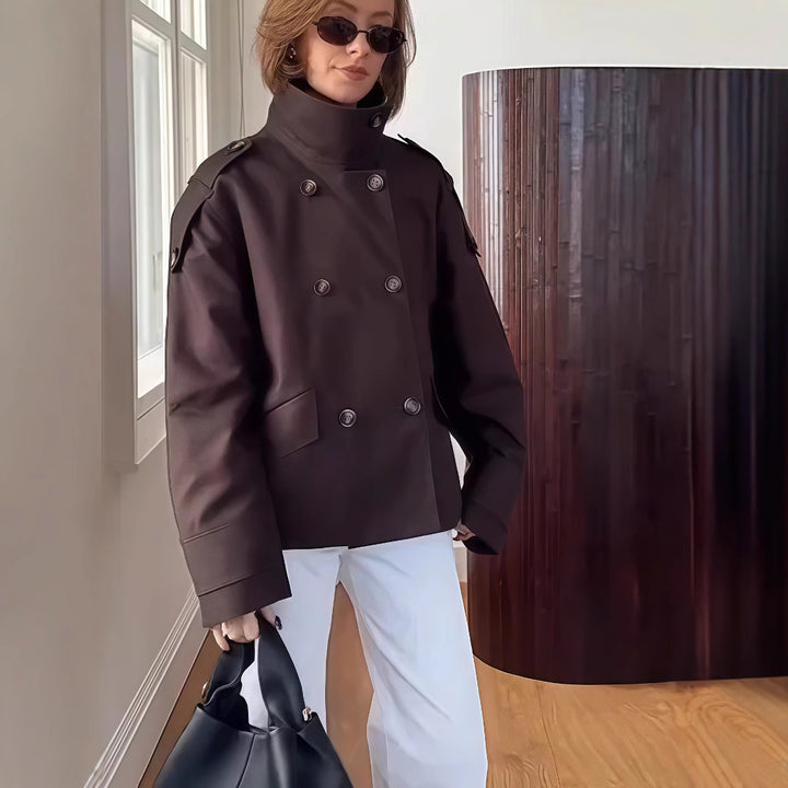 Damen Trenchcoat mit modernem Schnitt und doppelter Knopfreihe Drune