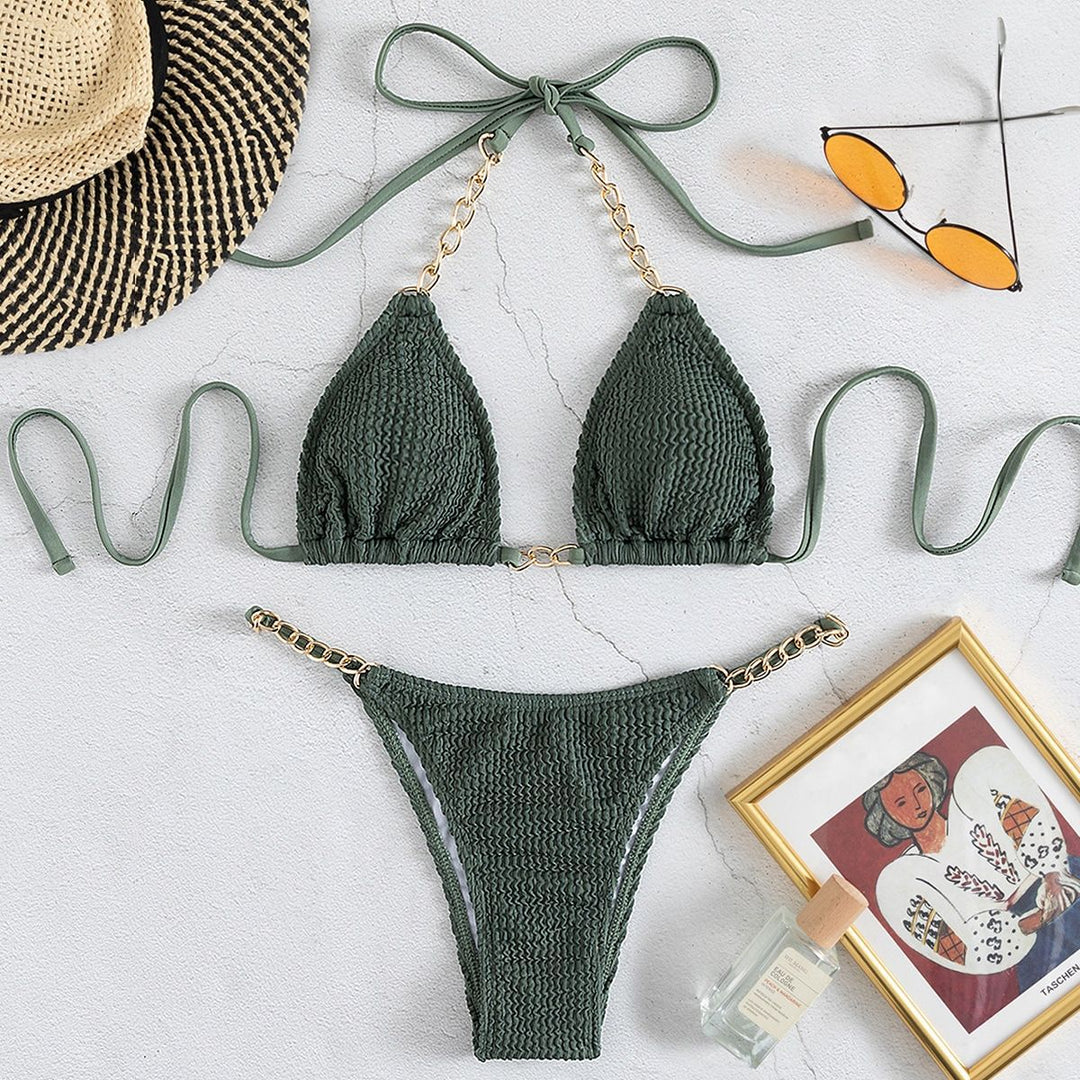 Damen Triangel-Bikini mit eleganten Kettenakzenten Drune