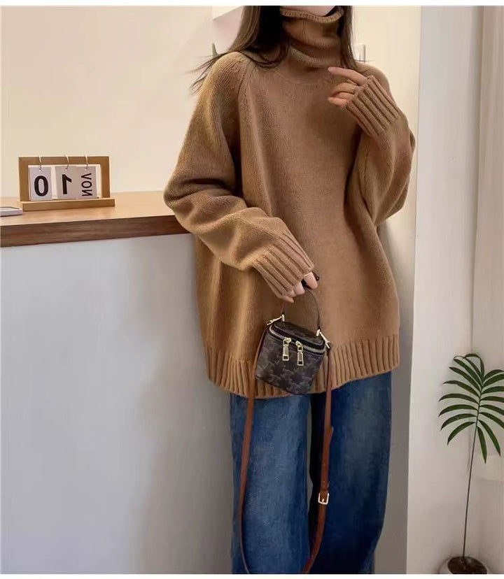 Damen Oversized Rollkragenpullover aus hochwertigem Strick Drune