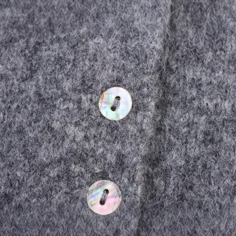 Damen Strickjacke mit frillenden Abschlüssen und dekorativem Kragen Drune