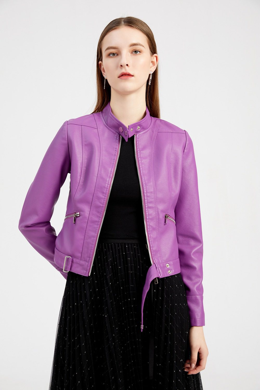Drune | PU Lederjacke - Elegant & Lebhaft - Reißverschluss Design - Vielseitige Schicht