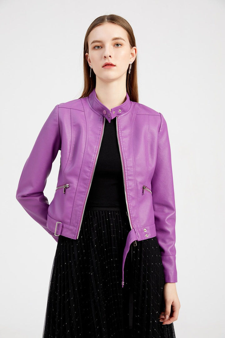 Drune | PU Lederjacke - Elegant & Lebhaft - Reißverschluss Design - Vielseitige Schicht