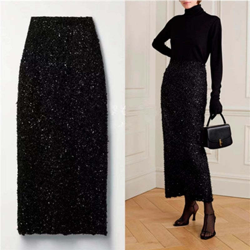 Damen Glitzernder Maxirock mit hohem Bund Drune