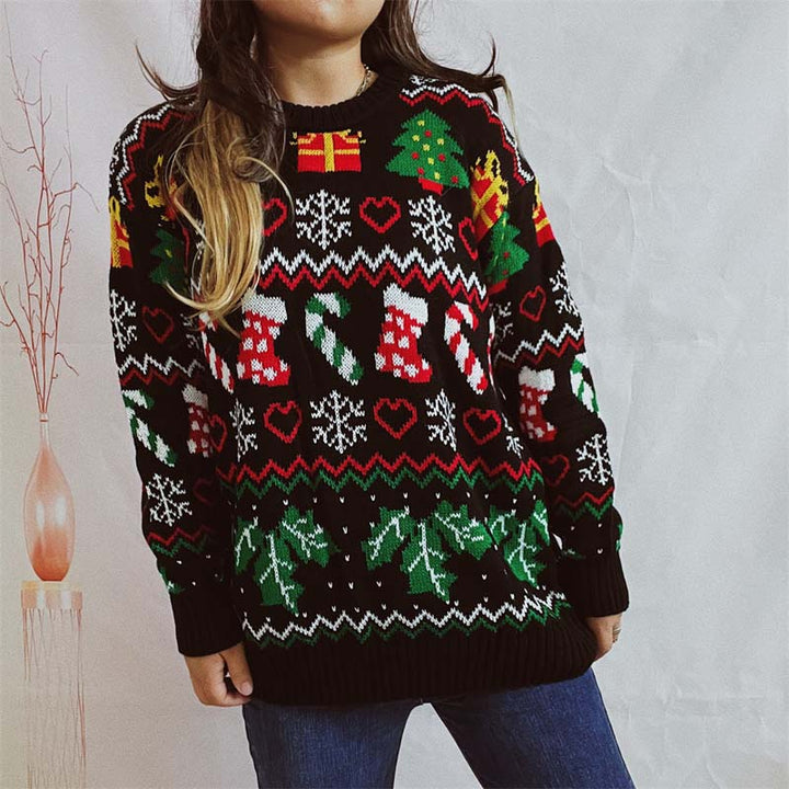 Drune | Weihnachtlicher Strickpullover Mit Schneeflockenmotiv