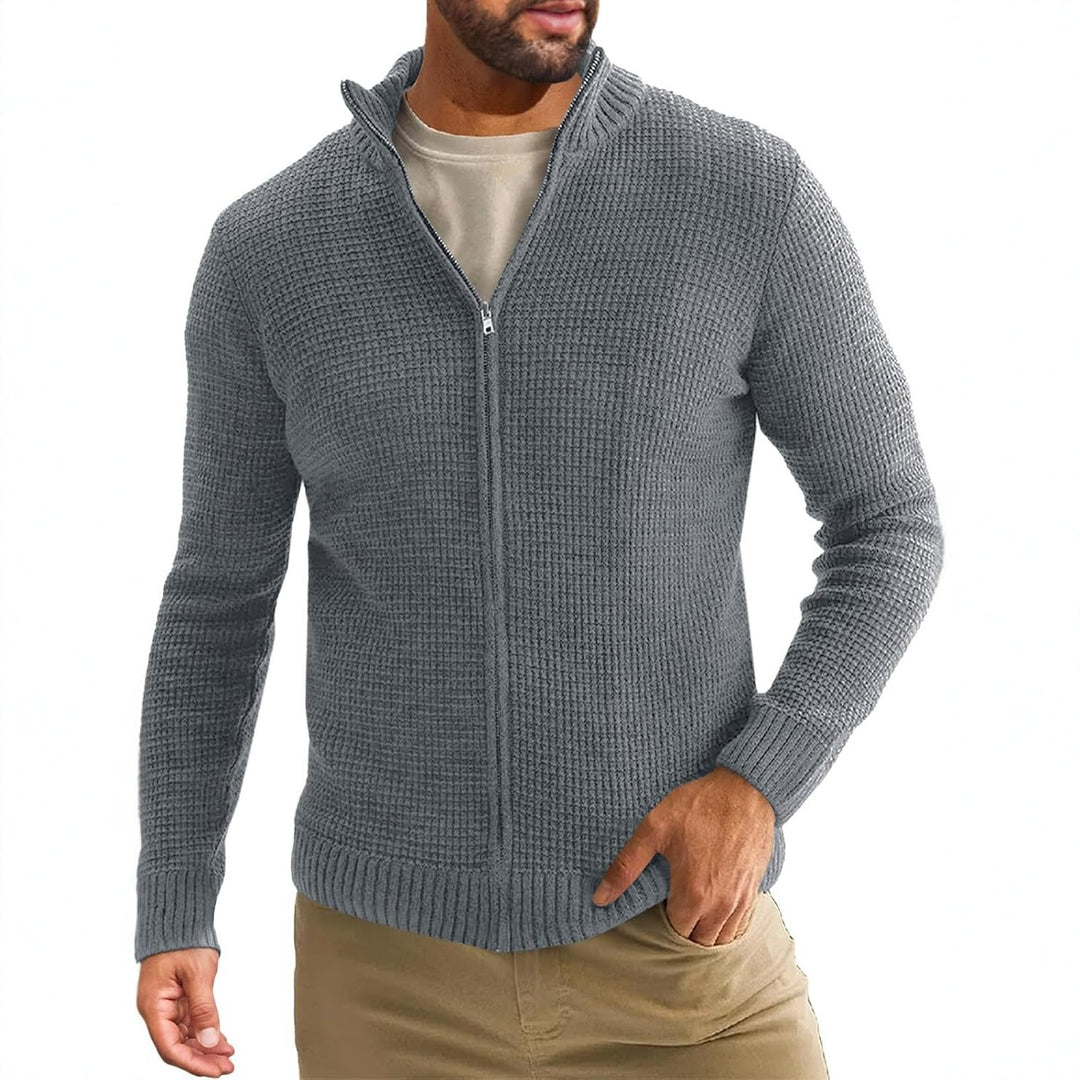 Herren Strickjacke mit hohem Kragen und praktischem Reißverschluss Drune