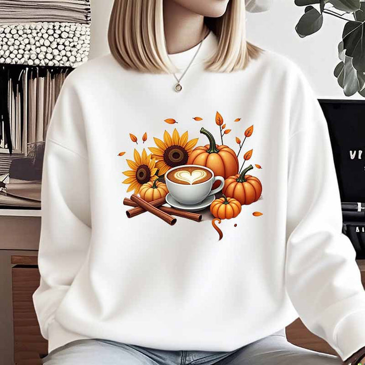 Damen Sweatshirt mit herbstlichem Motiv und besonderem Druck Drune